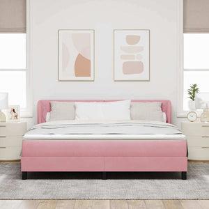 Boxspringbett Rosa Samt 180x200 cm mit Kopfteil