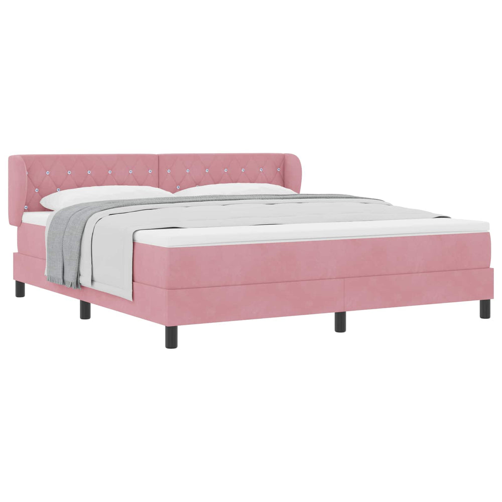 vidaXL Lit coffre avec tête de lit Rose 180 x 200 cm Velours