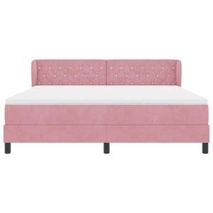 Boxspringbett Rosa Samt 180x200 cm mit Kopfteil