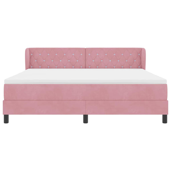 Boxspringbett Rosa Samt 180x200 cm mit Kopfteil