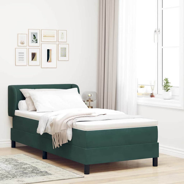 vidaXL Lit coffre avec tête de lit vert foncé 80 x 200 cm Velours