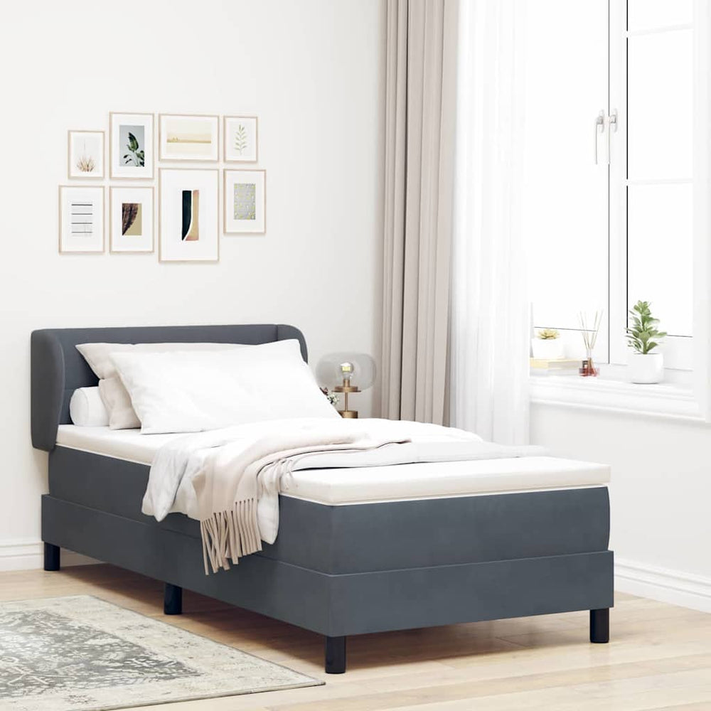 Boxspringbett Dunkelgrau Samt 100x200 cm