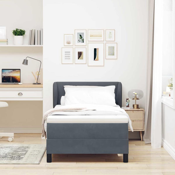 Boxspringbett Dunkelgrau Samt 100x200 cm