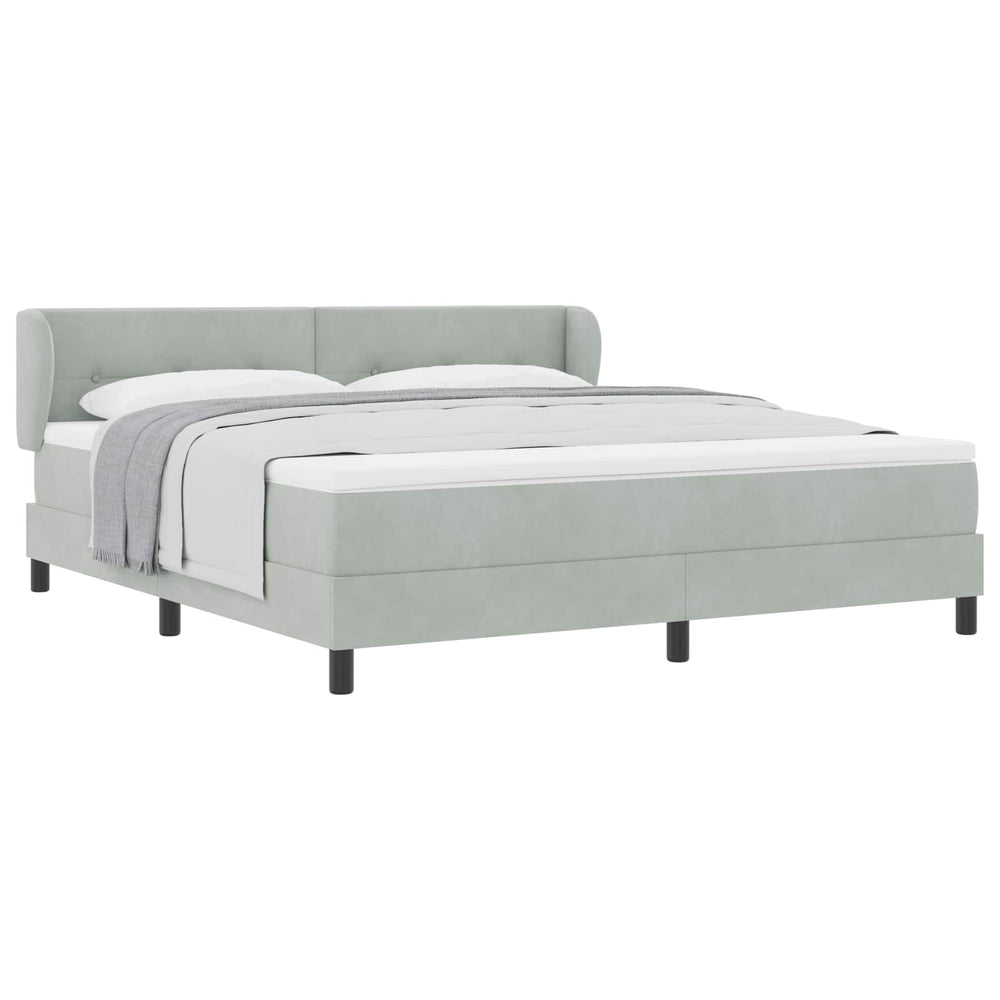 vidaXL Lit coffre avec tête de lit gris clair 180 x 200 cm velours