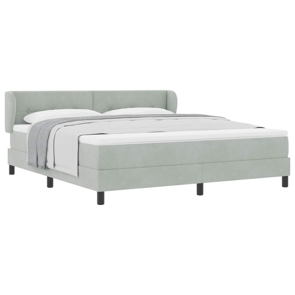 vidaXL Lit coffre avec tête de lit gris clair 180 x 200 cm velours