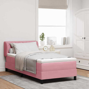 Rosa Boxspringbett 100x200 cm mit Samt