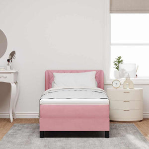 Rosa Boxspringbett 100x200 cm mit Samt