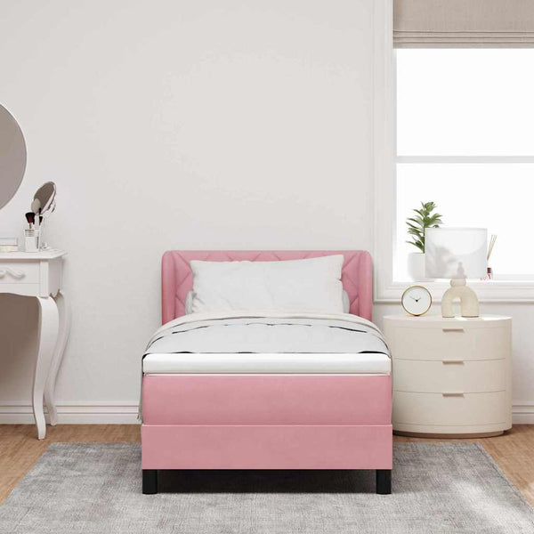 Rosa Boxspringbett 100x200 cm mit Samt