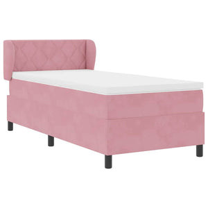Rosa Boxspringbett 100x200 cm mit Samt