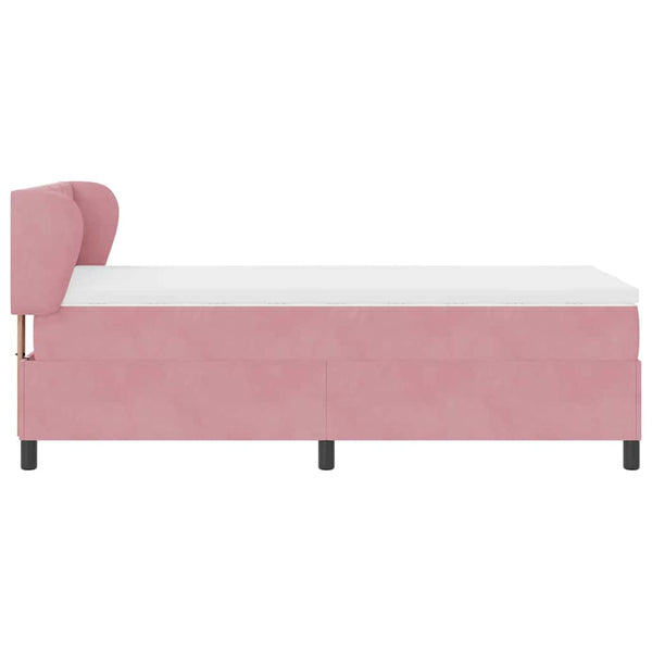 Rosa Boxspringbett 100x200 cm mit Samt