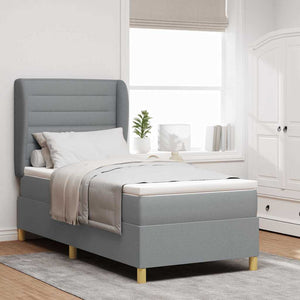 vidaXL Lit tapissier avec matelas Gris clair 190 x 90 cm Tissu