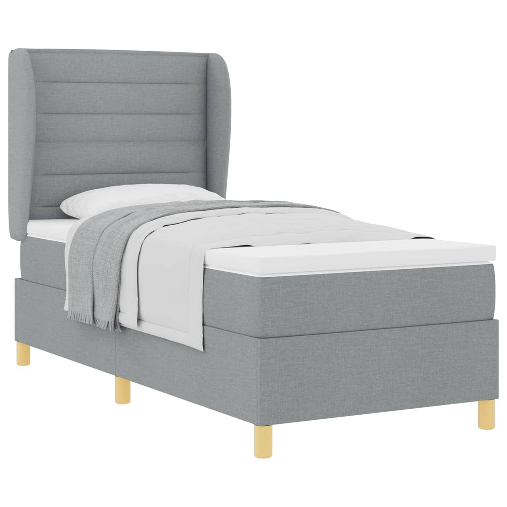 vidaXL Lit tapissier avec matelas Gris clair 190 x 90 cm Tissu