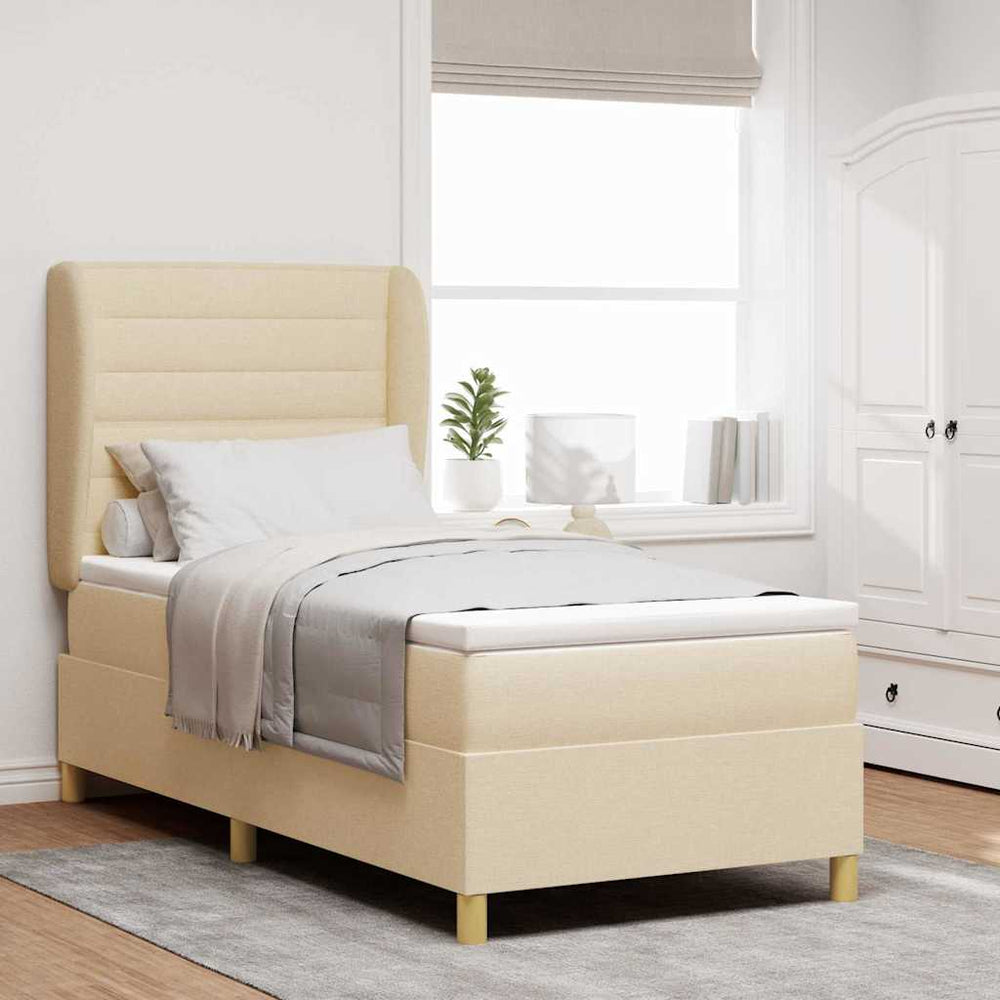 Boxspringbett Creme 190x90 cm mit Matratze