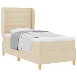 Boxspringbett Creme 190x90 cm mit Matratze