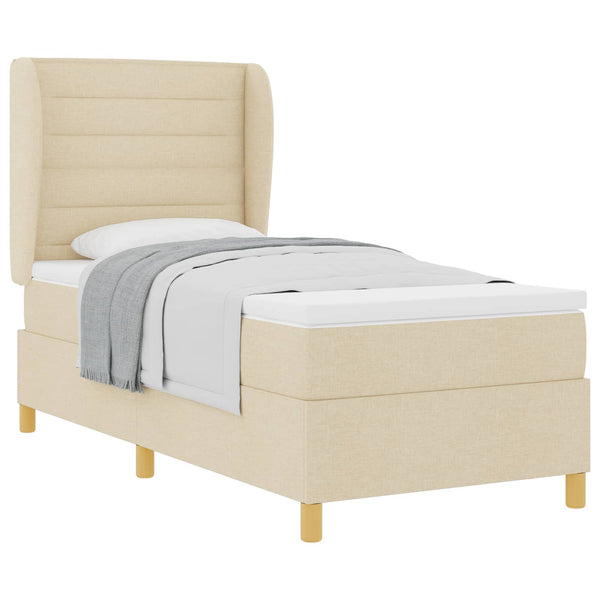 Boxspringbett Creme 190x90 cm mit Matratze