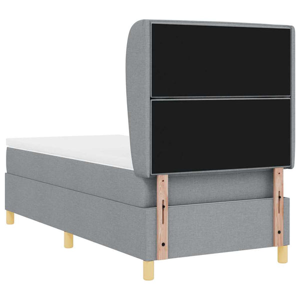 vidaXL Lit boxspring avec matelas gris clair 200 x 90 cm tissu