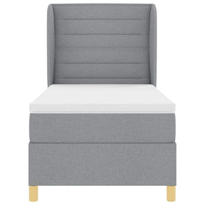 vidaXL Lit boxspring avec matelas gris clair 200 x 90 cm tissu