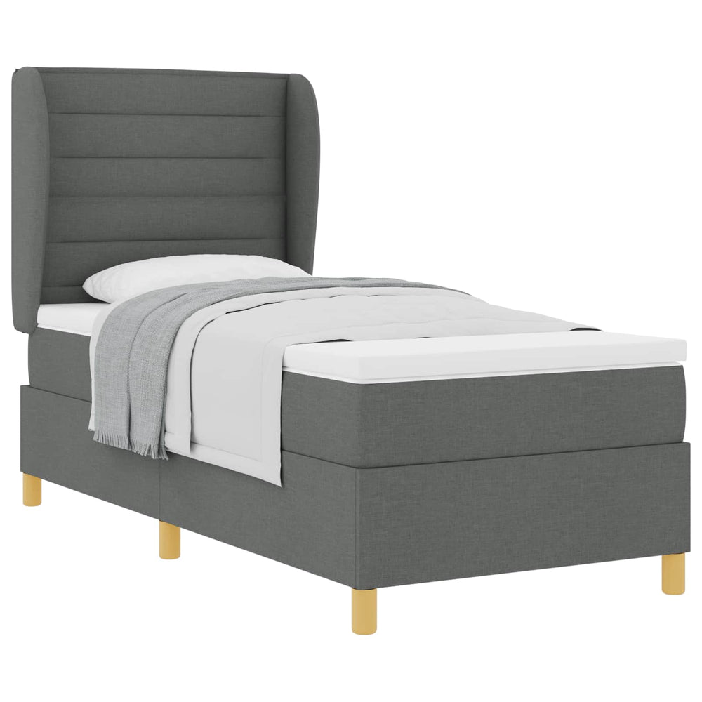 vidaXL Lit tapissier avec matelas Gris foncé 200 x 90 cm Tissu