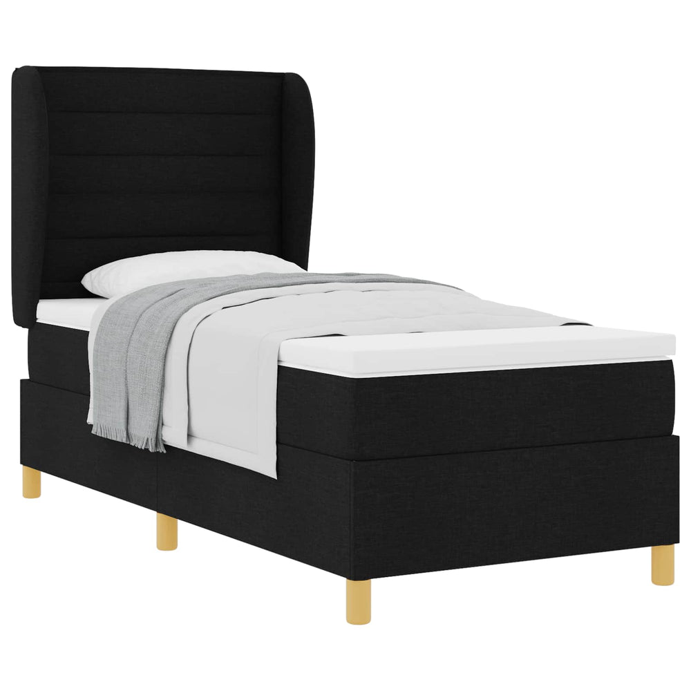 vidaXL Lit boxspring avec matelas Noir 200 x 90 cm Tissu