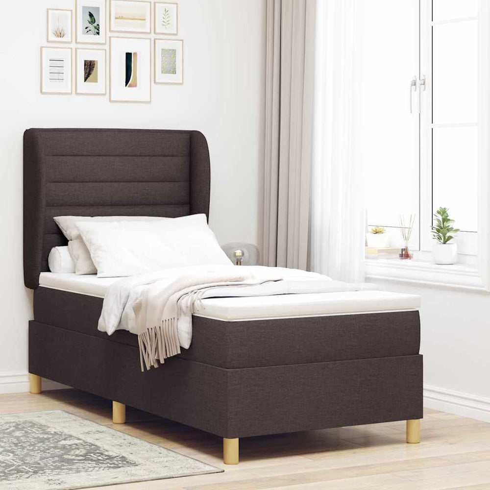 vidaXL Lit tapissier avec matelas Tissu marron foncé 200 x 90 cm