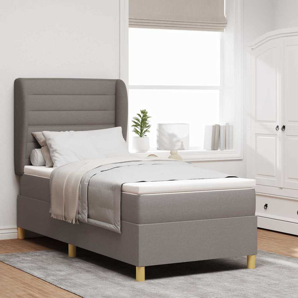 vidaXL Lit tapissier avec matelas et tête de lit taupe 200 x 90 cm tissu