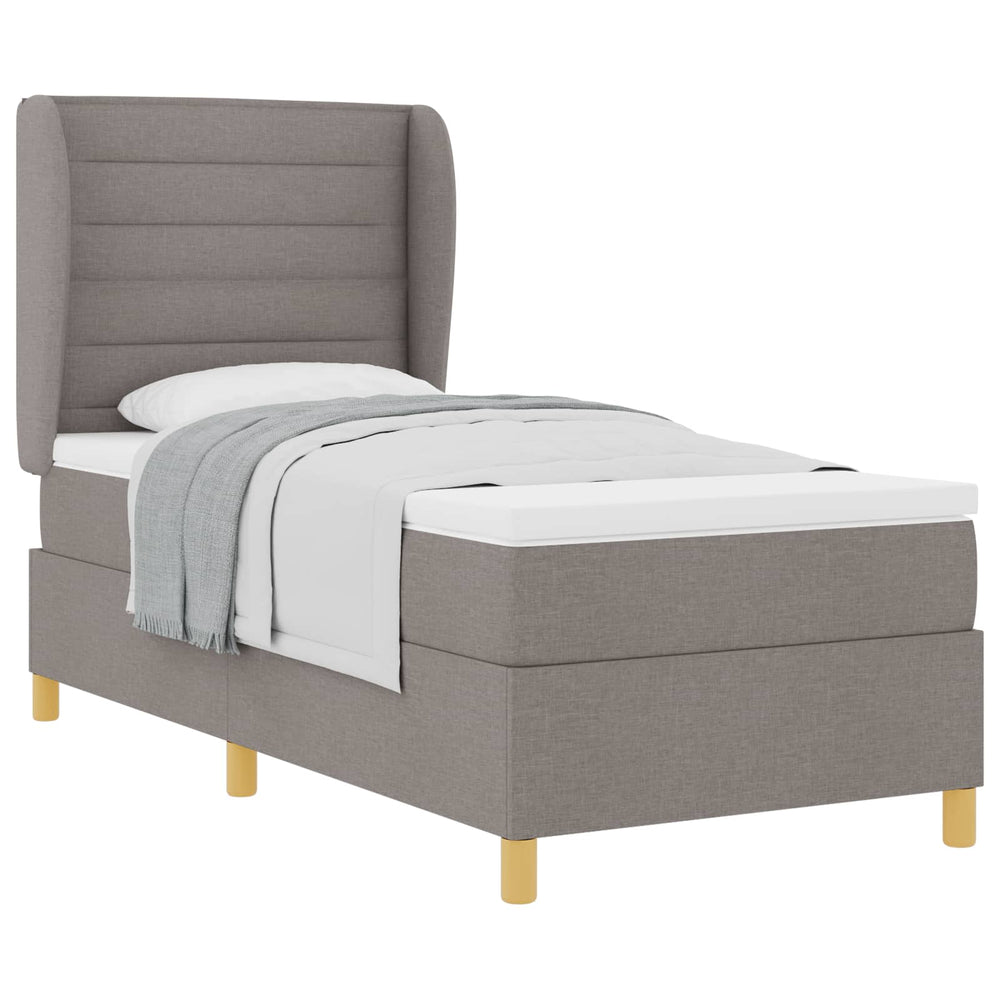vidaXL Lit tapissier avec matelas et tête de lit taupe 200 x 90 cm tissu