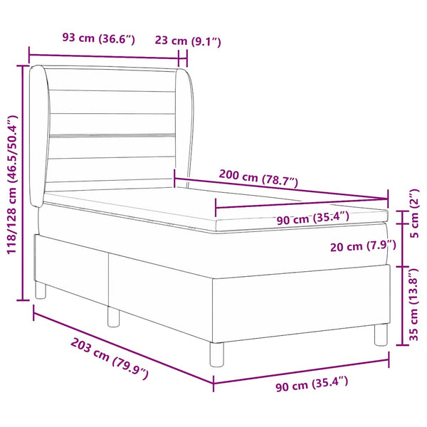 Boxspringbett Creme 200 x 90 cm mit Matratze