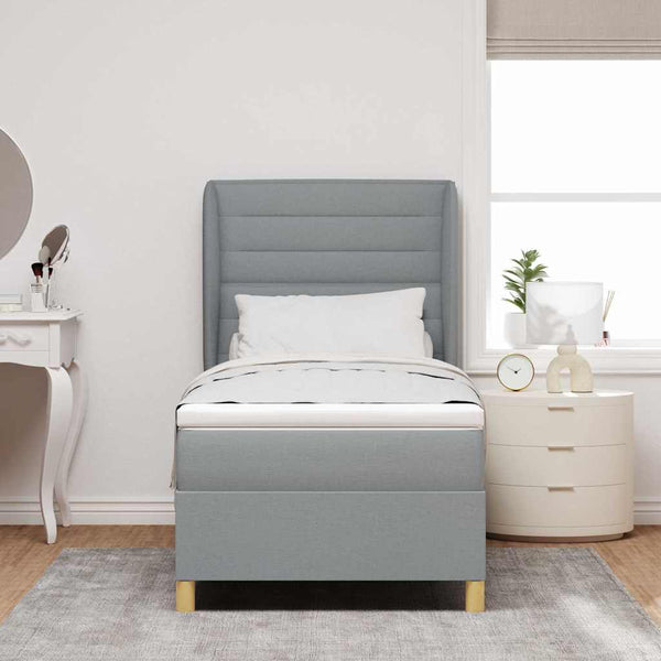 vidaXL Lit coffre avec matelas Gris clair 200 x 100 cm Tissu