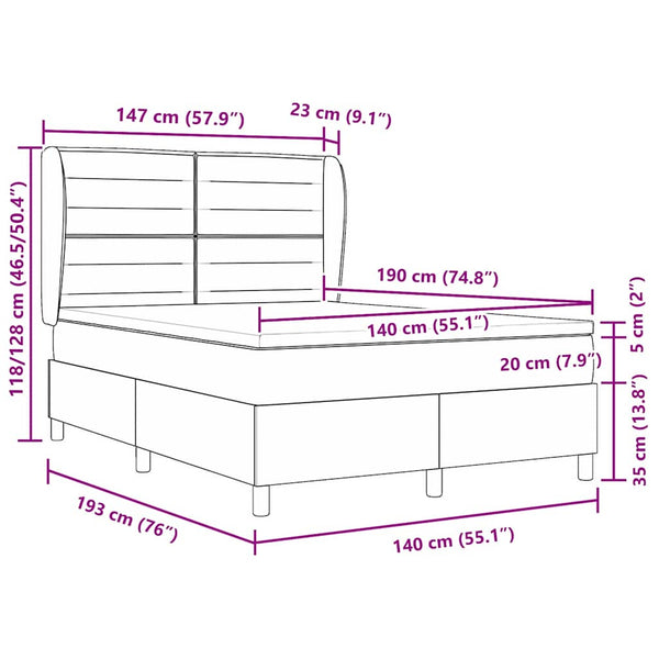 Boxspringbett Dunkelbraun 190x140 cm