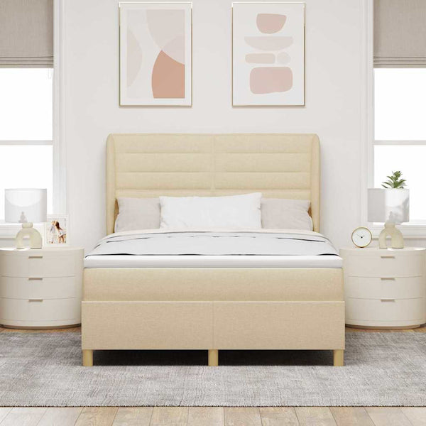 vidaXL Lit coffre avec matelas crème 190 x 140 cm tissu