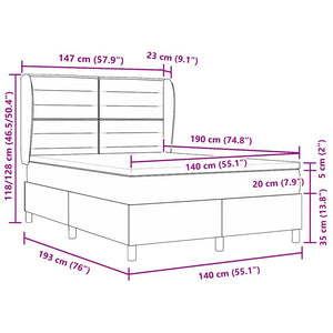 vidaXL Lit coffre avec matelas crème 190 x 140 cm tissu