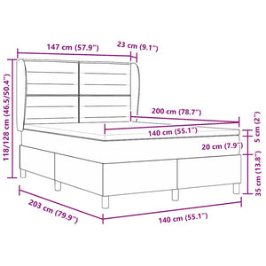 Boxspringbett Hellgrau 200x140 cm