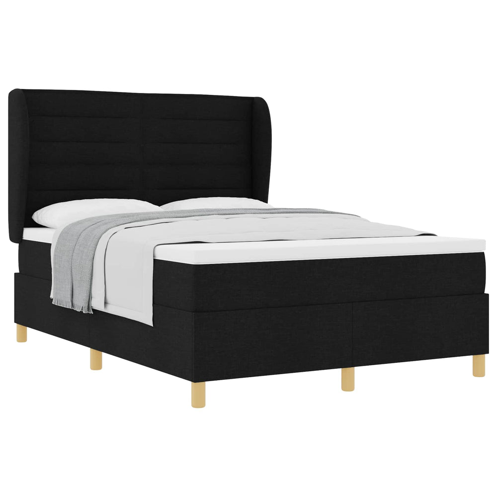 vidaXL Box Spring Bed with Mattress Black 200 x 140 cm Fabric