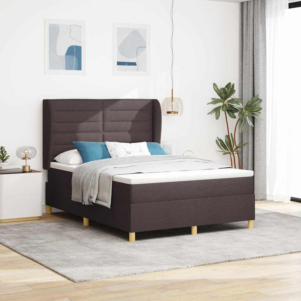 vidaXL Lit boxspring avec matelas Marron foncé 200 x 140 cm Tissu