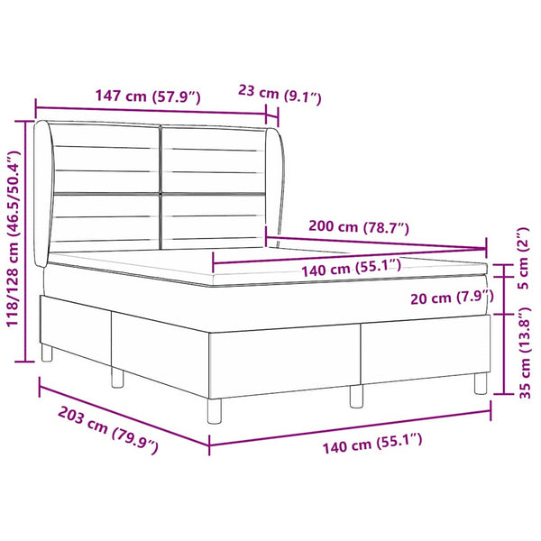 Boxspringbett Creme 200x140 cm mit Matratze