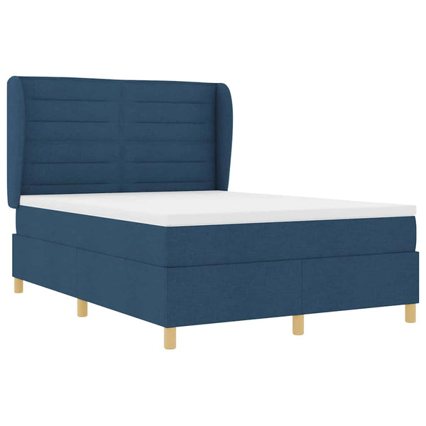 Blaues Boxspringbett mit Matratze 200x140 cm
