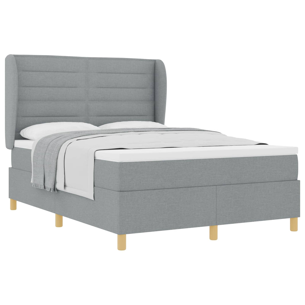 vidaXL Box Spring Bed with Mattress Light Grey 200 x 160 cm Fabric