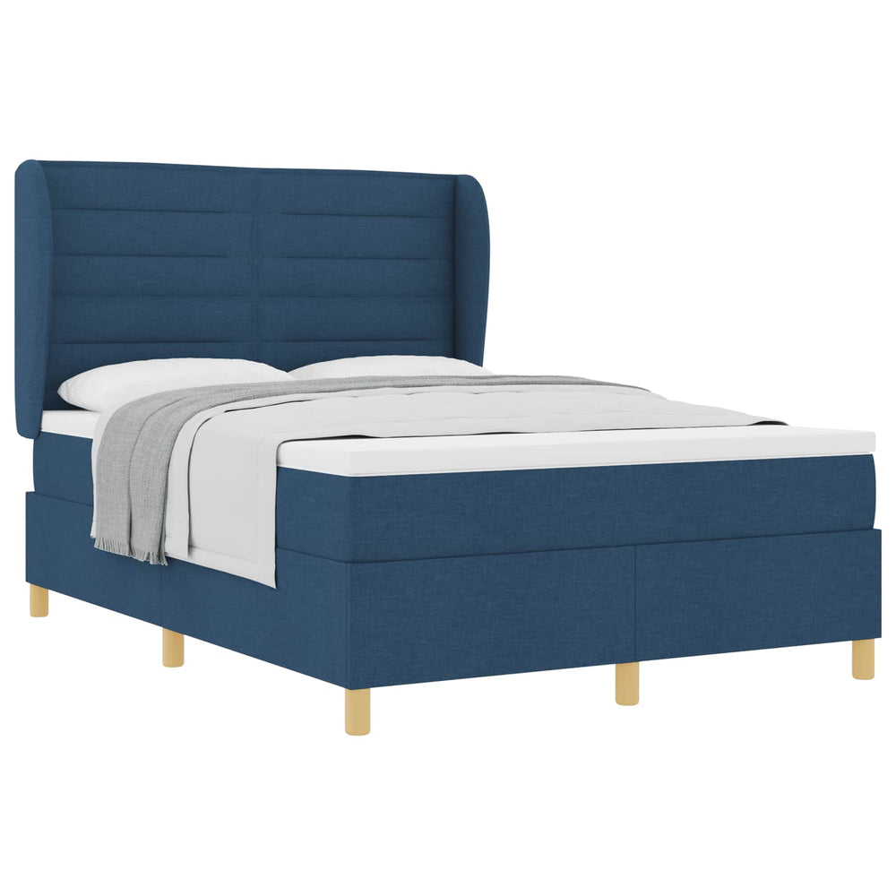 vidaXL Box Spring Bed with Mattress and Headboard Blue 200 x 160 cm Fabric