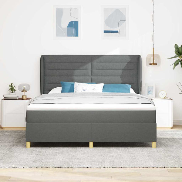vidaXL Lit coffre tapissé avec matelas gris foncé 200 x 180 cm Tissu
