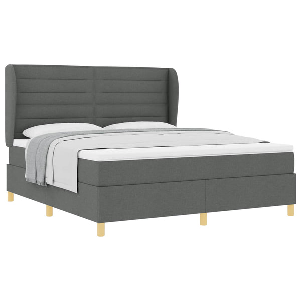 vidaXL Lit coffre tapissé avec matelas gris foncé 200 x 180 cm Tissu