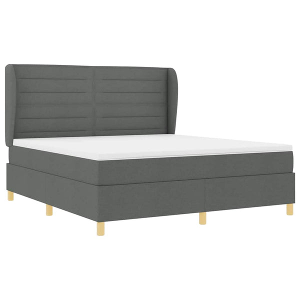 vidaXL Lit coffre tapissé avec matelas gris foncé 200 x 180 cm Tissu