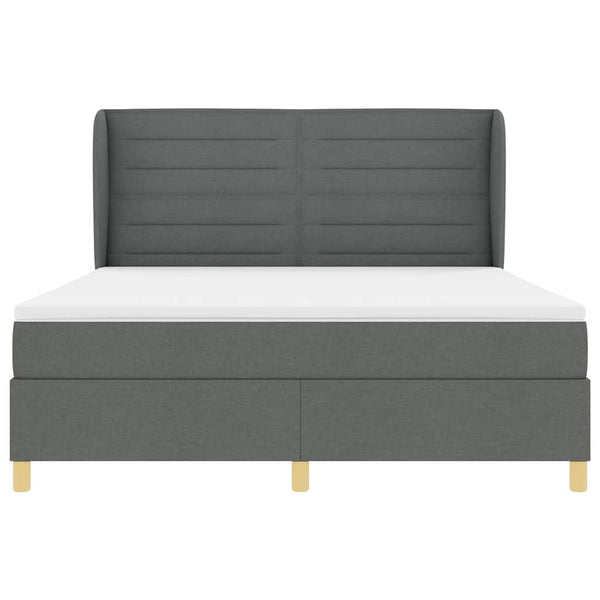 vidaXL Lit coffre tapissé avec matelas gris foncé 200 x 180 cm Tissu