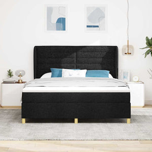 vidaXL Lit sommier tapissier avec tête de lit Noir 200 x 180 cm Tissu