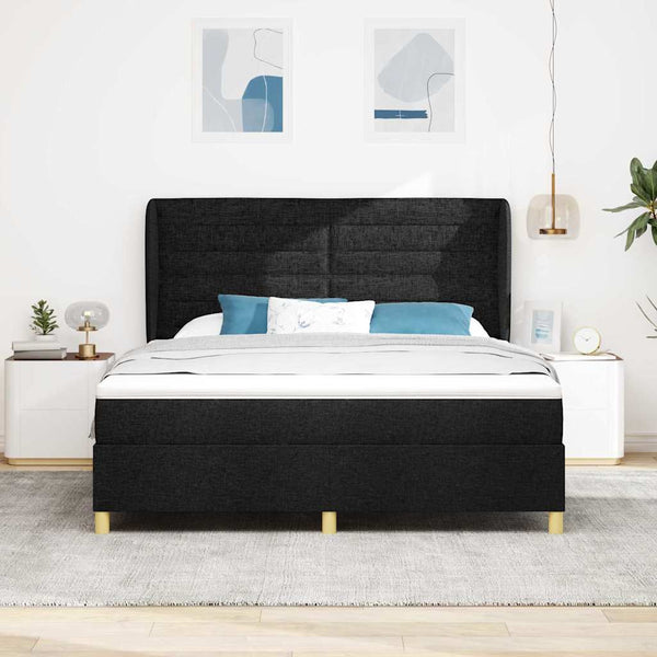 vidaXL Lit sommier tapissier avec tête de lit Noir 200 x 180 cm Tissu