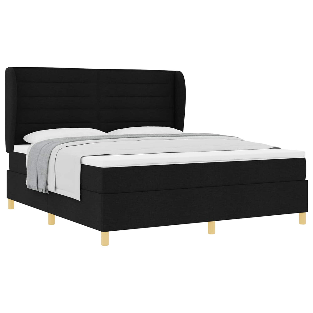 vidaXL Lit sommier tapissier avec tête de lit Noir 200 x 180 cm Tissu