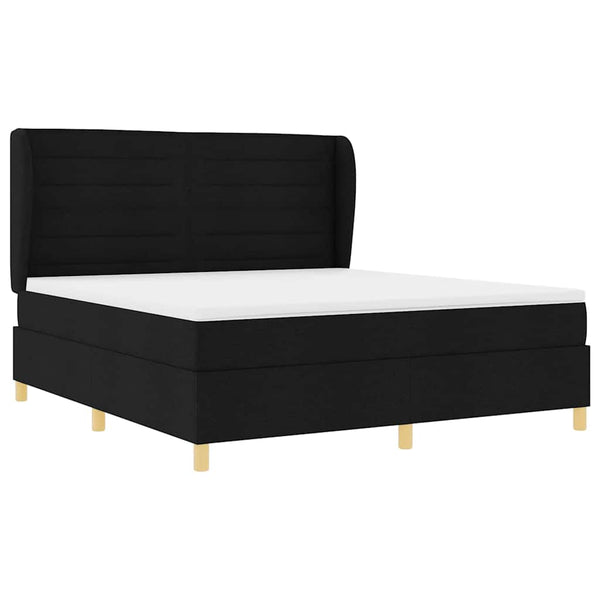 vidaXL Lit sommier tapissier avec tête de lit Noir 200 x 180 cm Tissu