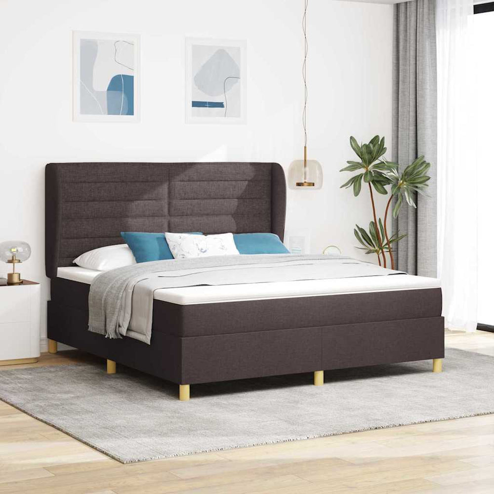 vidaXL Lit coffre avec matelas Marron foncé 200 x 180 cm Tissu