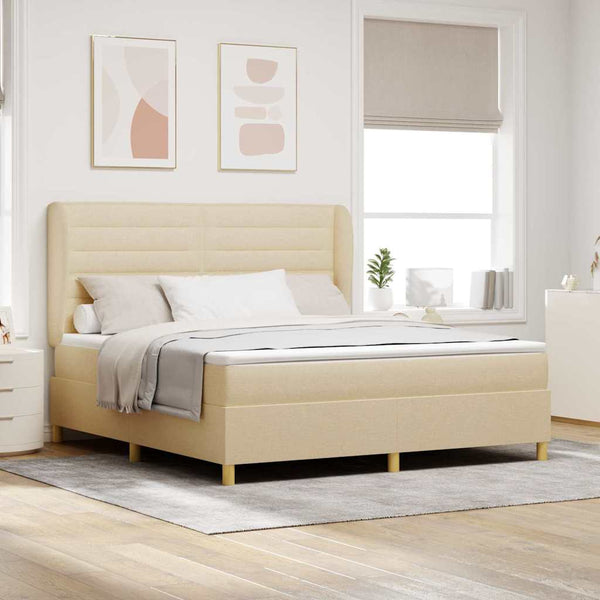 Boxspringbett Creme 200x180 cm mit Matratze