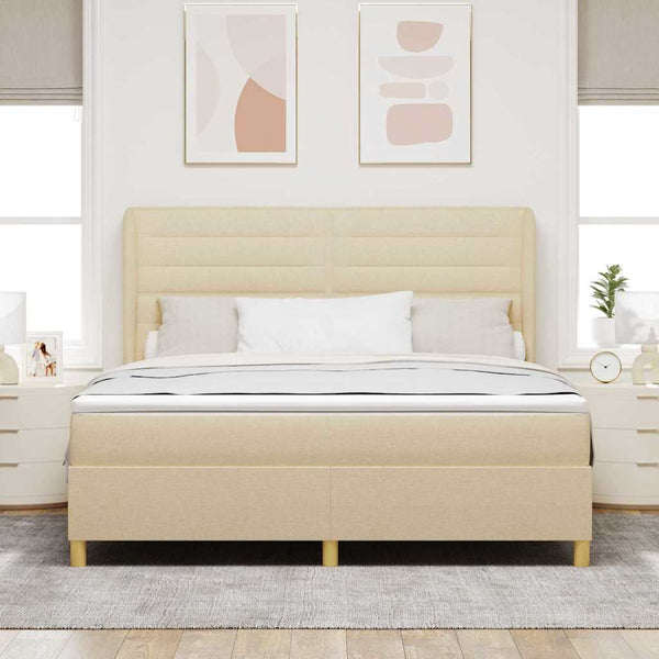 Boxspringbett Creme 200x180 cm mit Matratze