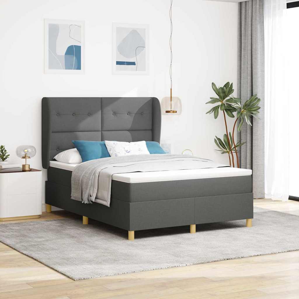 Boxspringbett mit Matratze Dunkelgrau 140x190 cm